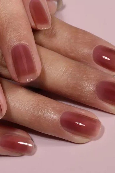 Mocha jelly oval nails