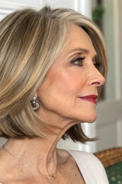 Golden Blonde Long Bob