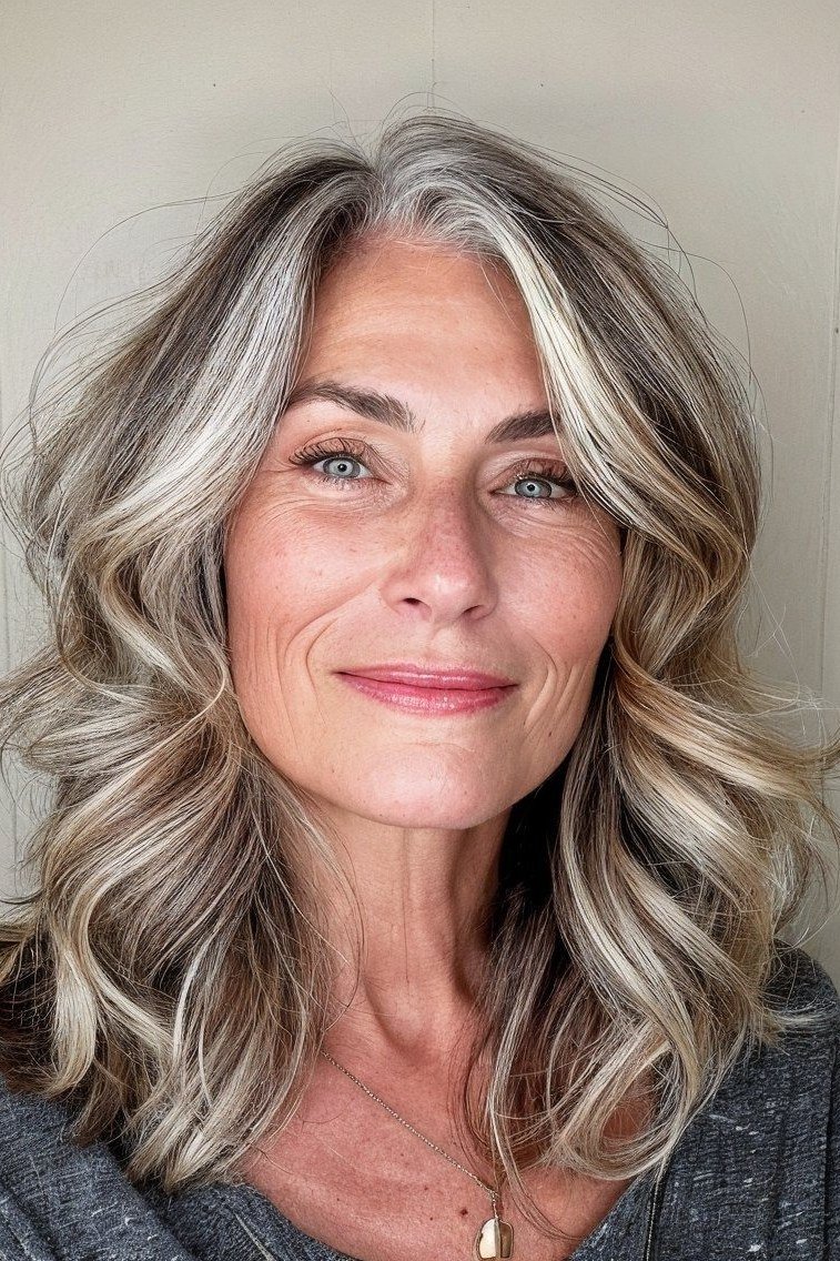 Soft Silver-Grey Layers - long hairstyle for women over 60 with thin hair (silver-grey soft long layers, front view)