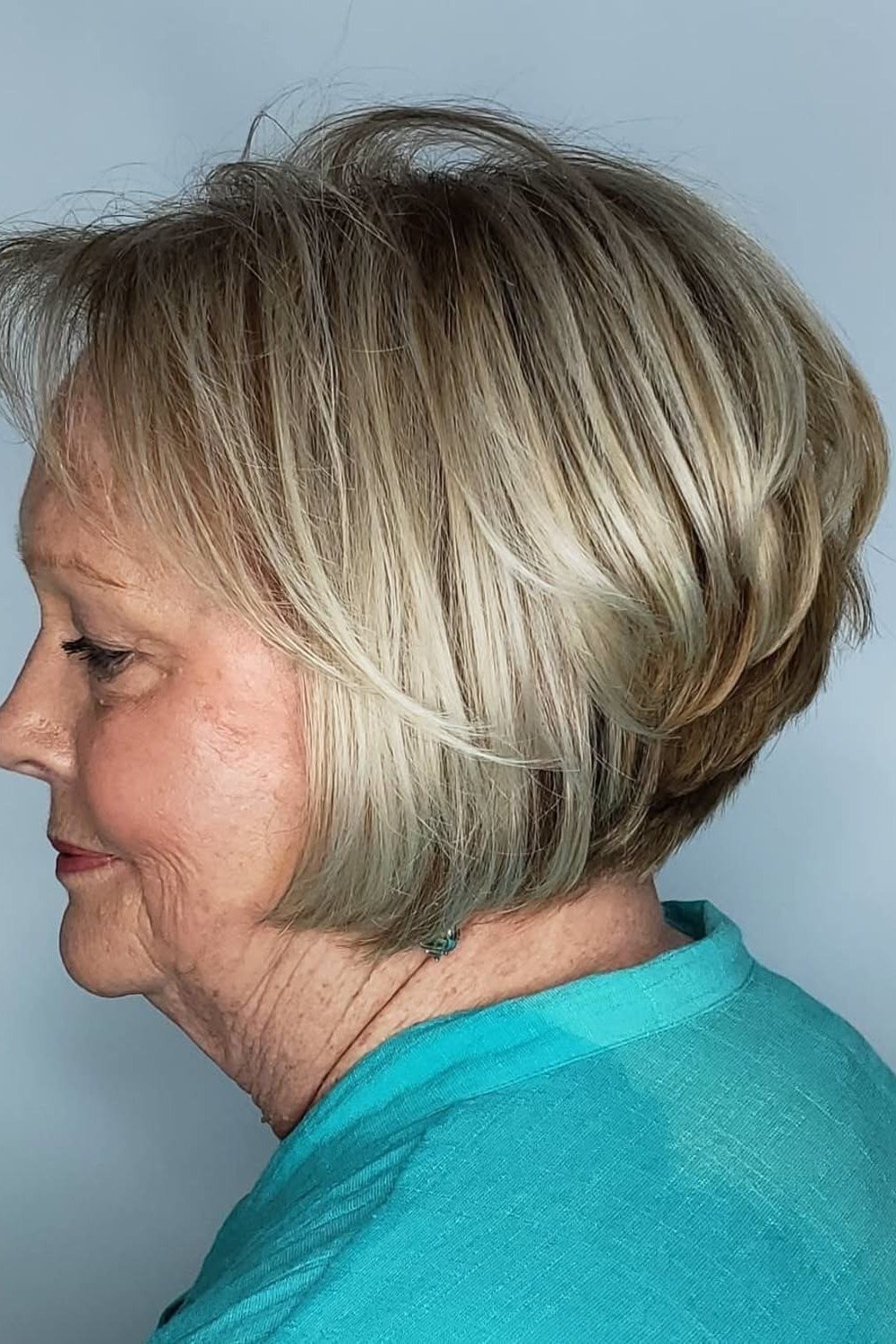 Classic blonde bob haircut for women over 60