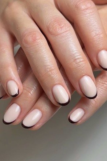 Striking Black on White - micro french manicure with ultra-thin tip line, elegant nail design for women over 50