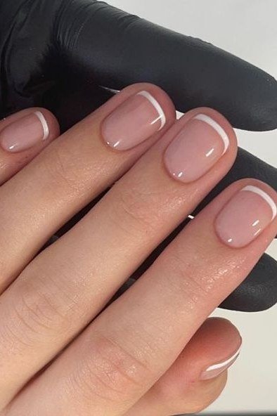 Studio White Precision - micro french manicure with ultra-thin tip line, elegant nail design for women over 50