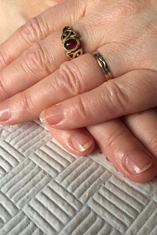 Elegant Maturity with Gold - micro french manicure with ultra-thin tip line, elegant nail design for women over 50