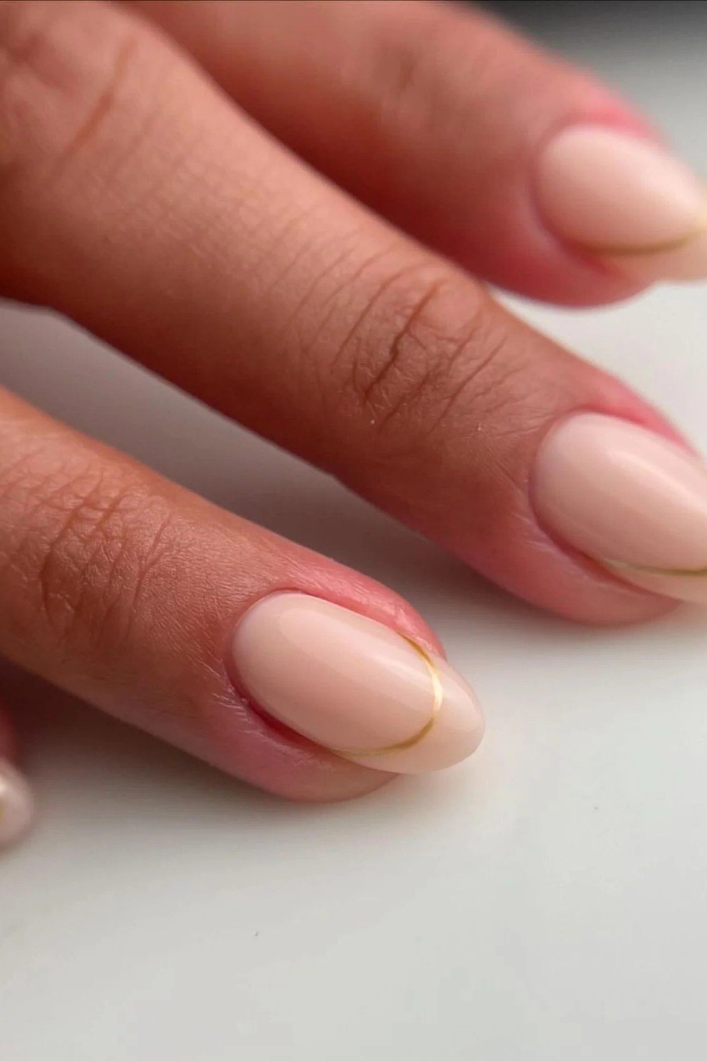 Floating White Tip Line minimalist nail art idea for women over 50