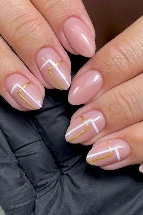 Nude with Thin Beige Tips minimalist nail art idea for women over 50