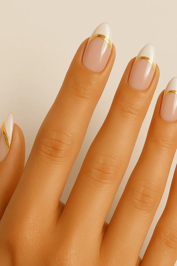Thin Brown French Tips minimalist nail art idea for women over 50