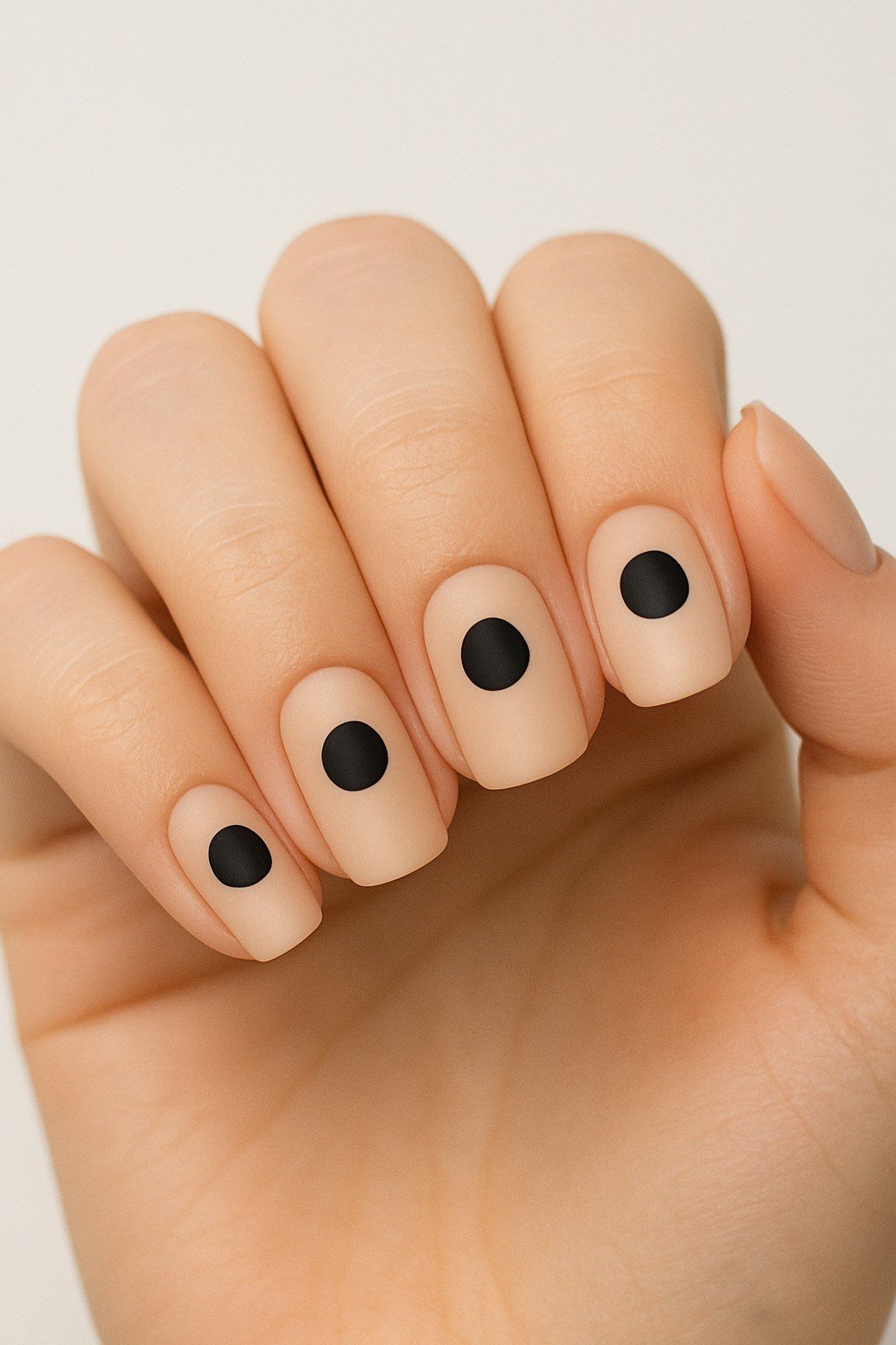 One Large Black Dot per Nail minimalist nail art idea for women over 50