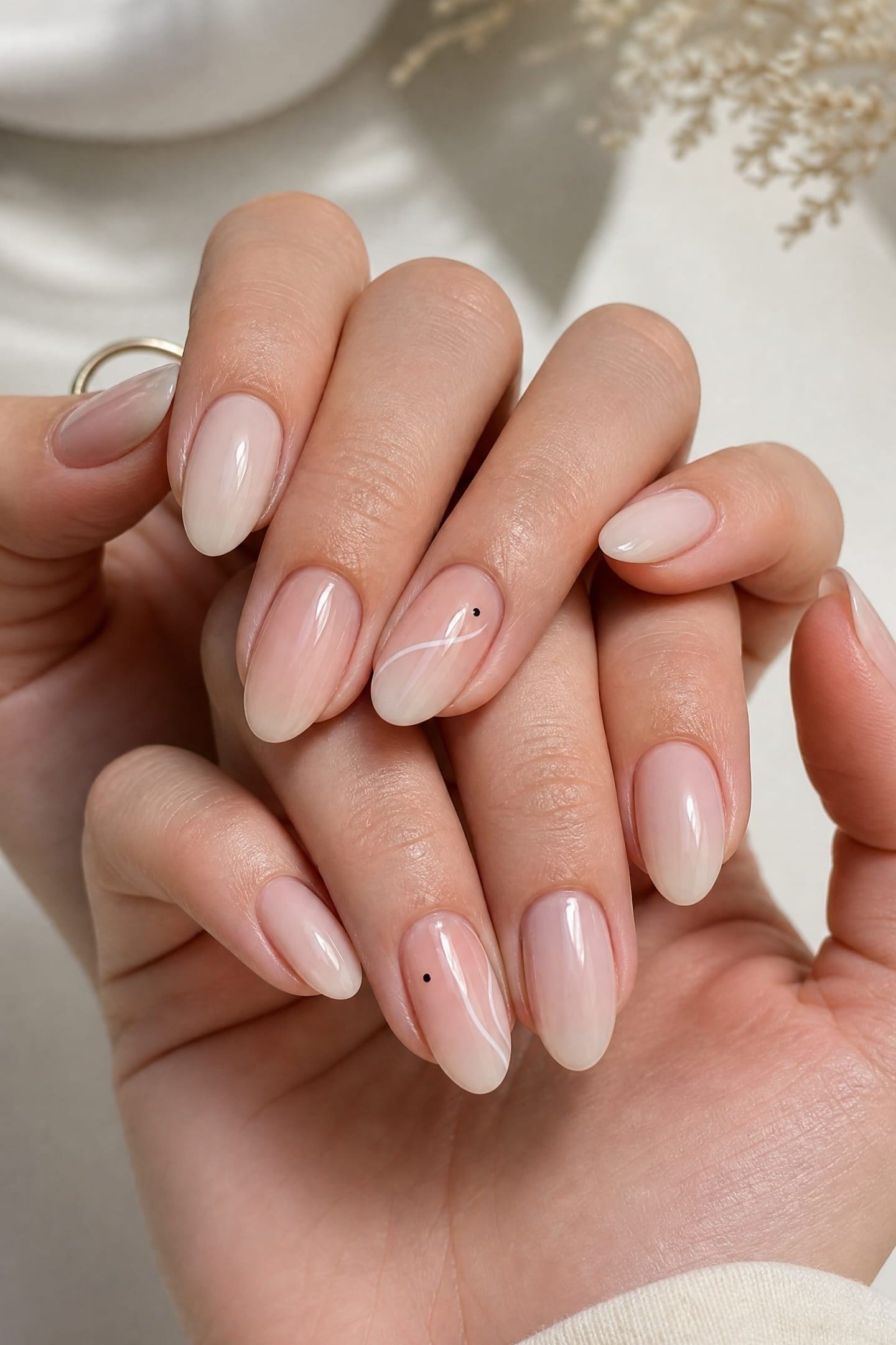 Single Dot Near Each Cuticle minimalist nail art idea for women over 50
