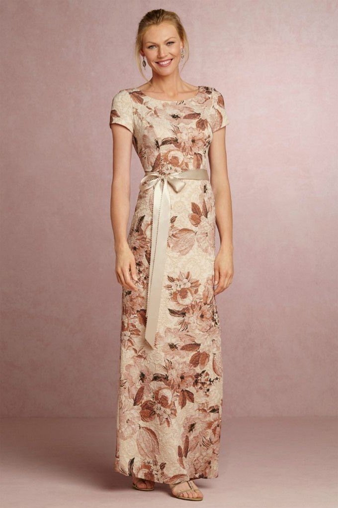 Blush Floral Gown - fall mother of the bride gown for women over 50, elegant evening wedding outfit