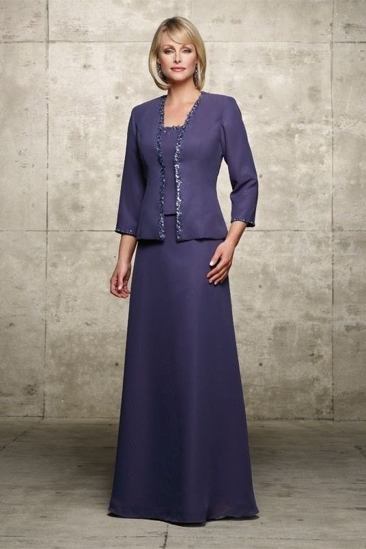 Purple Three-Piece Suit - fall mother of the bride suit for women over 50, elegant evening wedding outfit