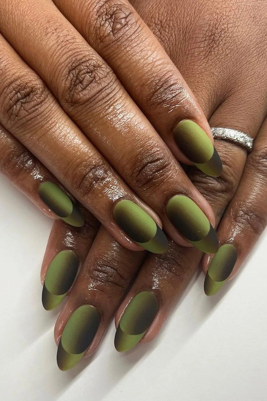Classic Olive Short Nails for women over 50 - olive green nail idea 8