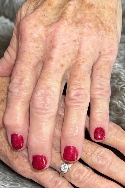 Classic Glossy Red - nail color for women over 60