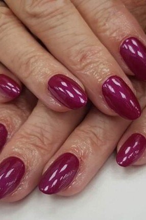 Vivid Magenta Almonds - nail color for women over 60