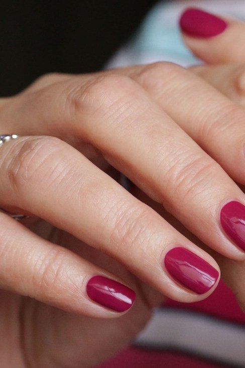 Cherry Red Ovals - nail color for women over 60