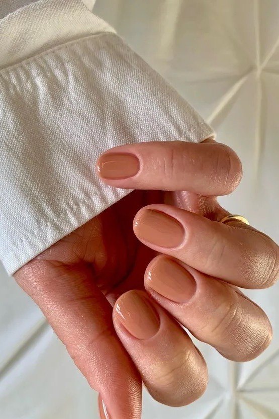 Warm Tan Ovals - nail color for women over 60