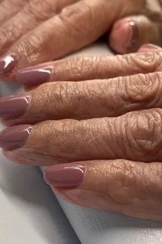 Mauve Grey Ovals - nail color for women over 60