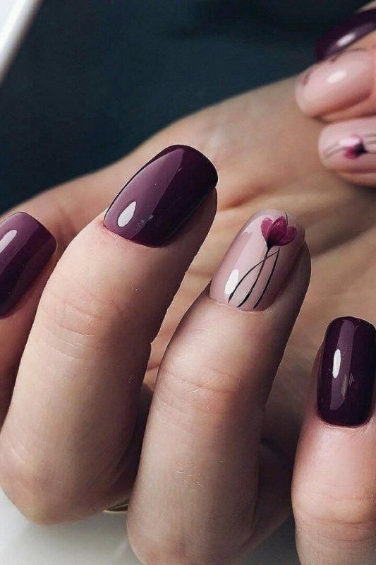 Dark Plum with Floral Accent for older women