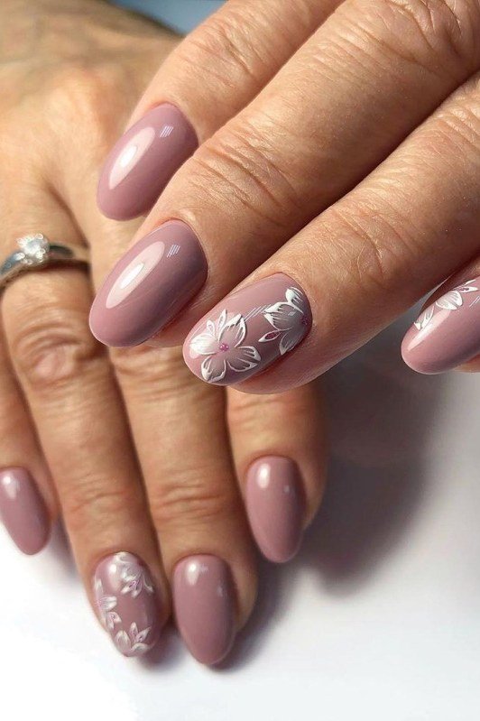 Mauve with White Floral Accents for older women