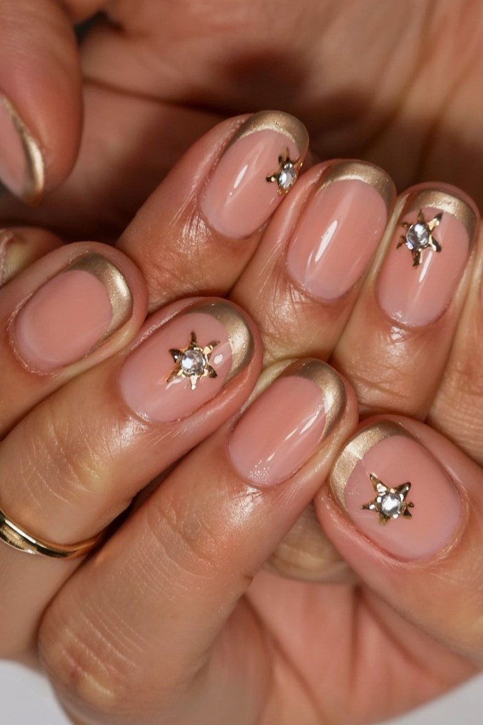 Gold French Outline with Starburst Crystals for older women