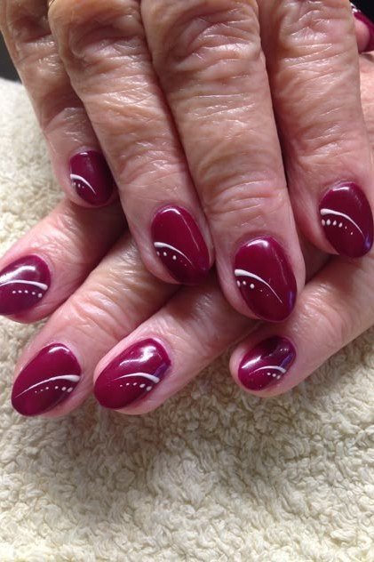 Burgundy with White Line Art for older women