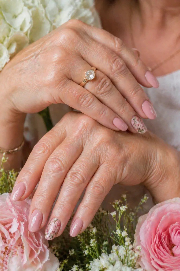 Nude with Glitter Accent for older women