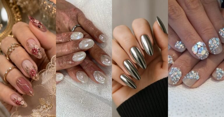 70 Elegant Nail Art Ideas for Women Over 50 collage of elegant nail art designs for mature hands
