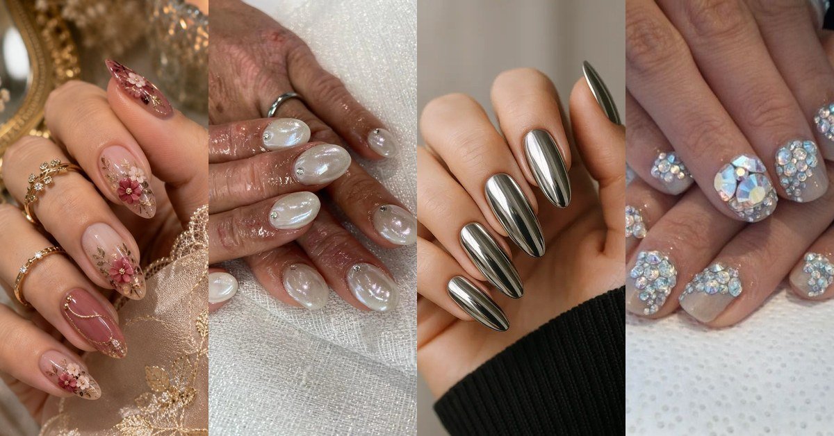 70 Elegant Nail Art Ideas for Women Over 50 collage of elegant nail art designs for mature hands