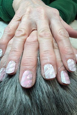 Classic White Marble for Mature Hands - marble nail design for women over 60