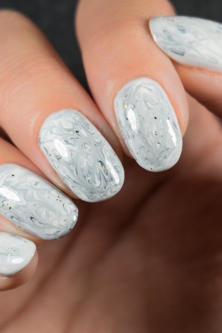 White and Grey Marble Almond Nails - marble nail design for women over 60