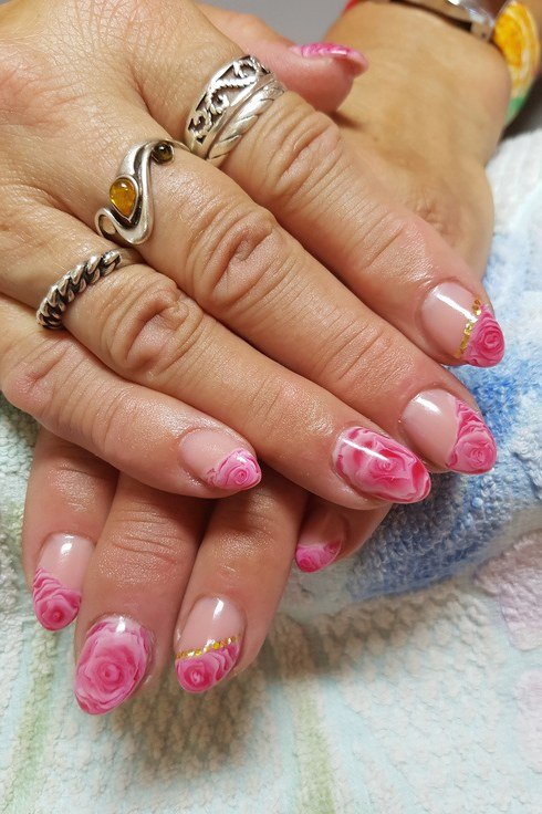 Pink Marble Swirls - marble nail design for women over 60
