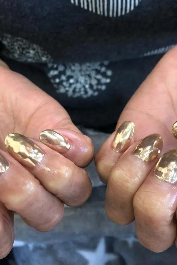 Gold Foil Short Nails - manicure idea for women over 40
