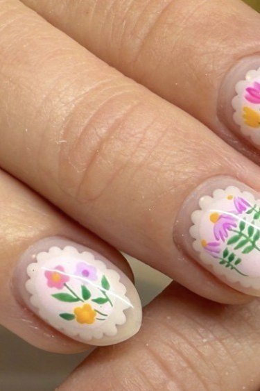 Hand-Painted Tulip Nail Art - manicure idea for women over 40