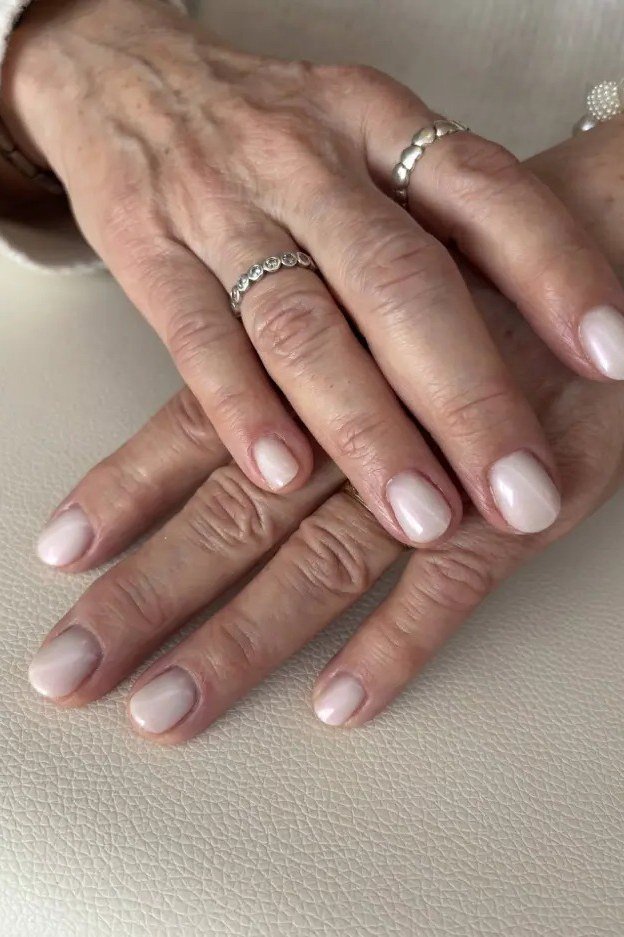 Milky White Almond Nails - manicure idea for women over 40