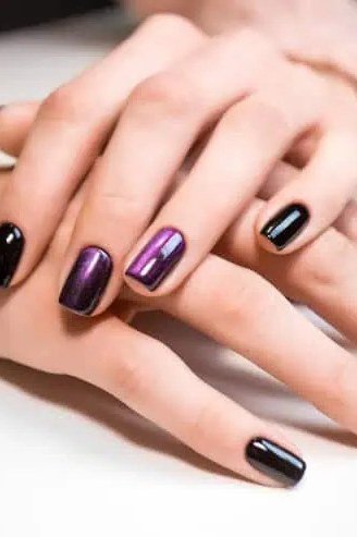 Black and Purple Chrome Nails - manicure idea for women over 40