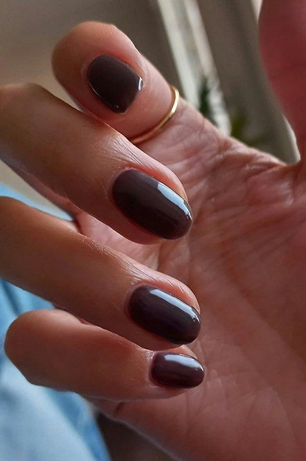 Dark Chocolate Brown Short Nails - manicure idea for women over 40