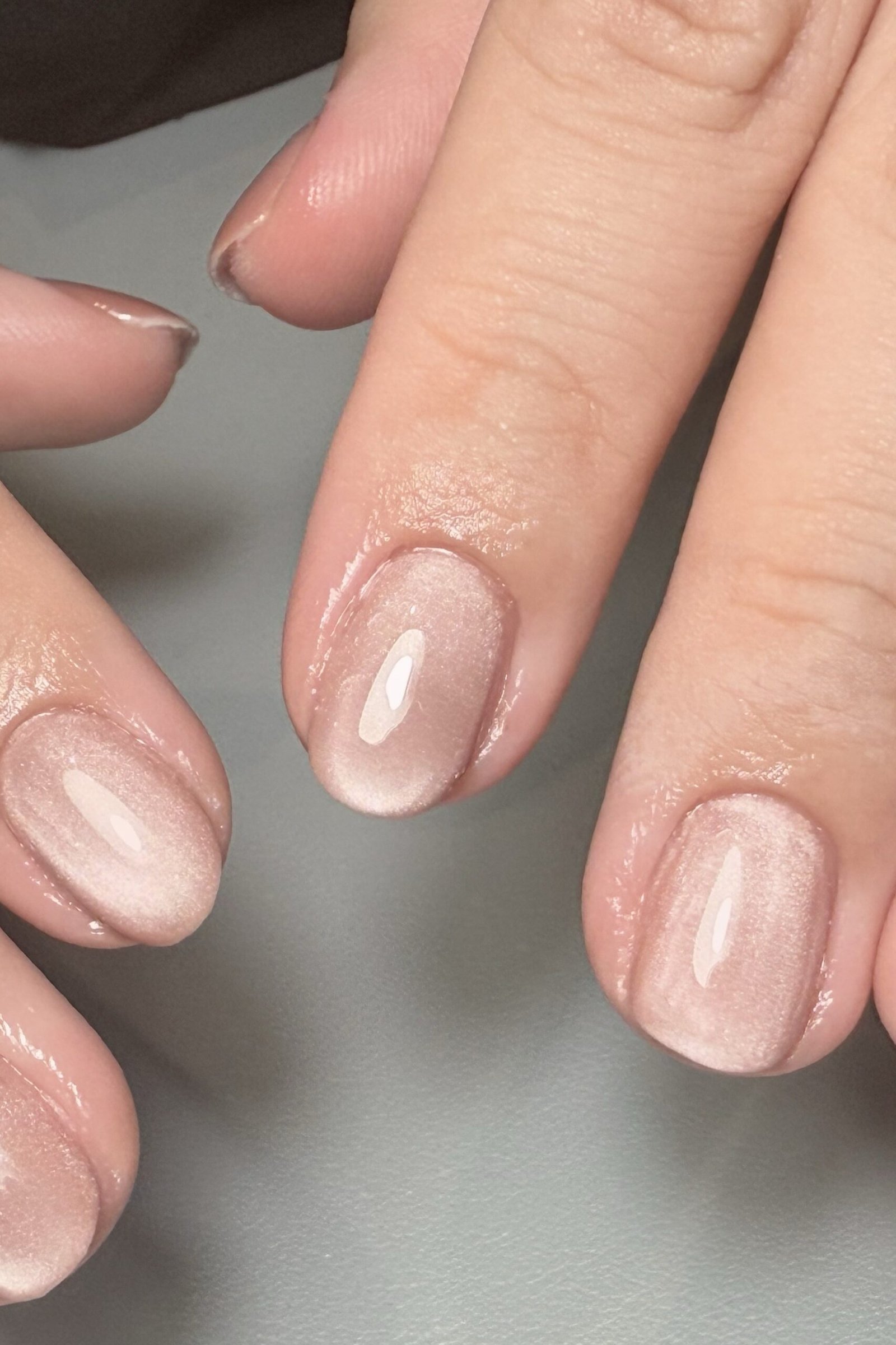 Blush Nude Glazed on short oval nails for women over 60