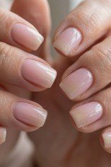 Elegant blush pink square nails, glossy and classic for women over 40
