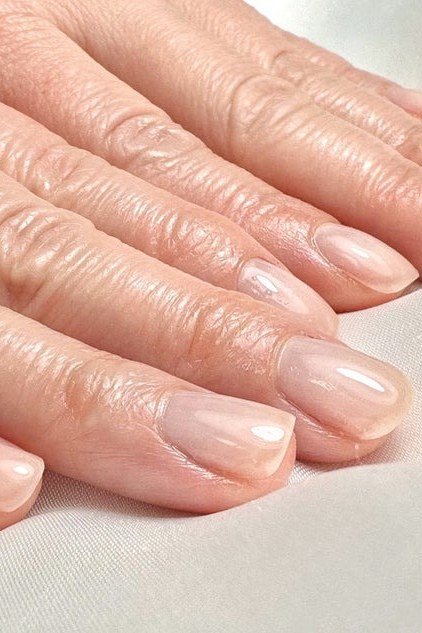 Sheer Nude Gloss Close-Up for women over 60 - simple nail tip 7