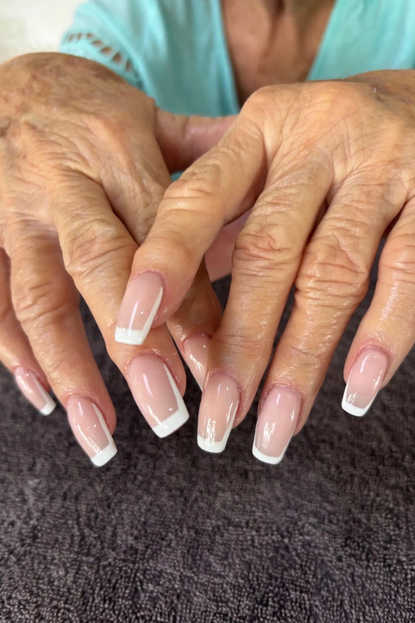 Long Square French Manicure for women over 60 - simple nail tip 14