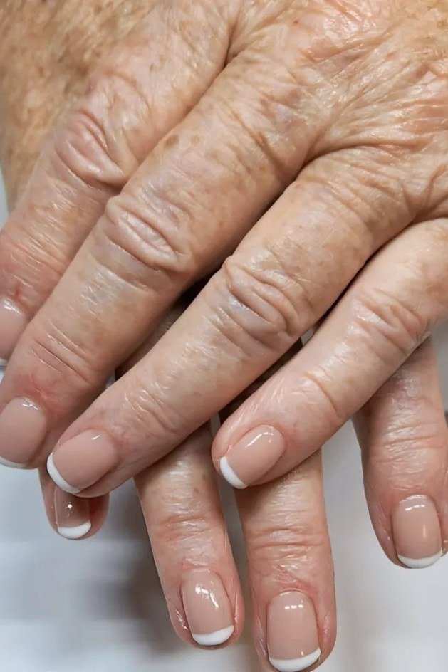 French on Aged Hands for women over 60 - simple nail tip 20