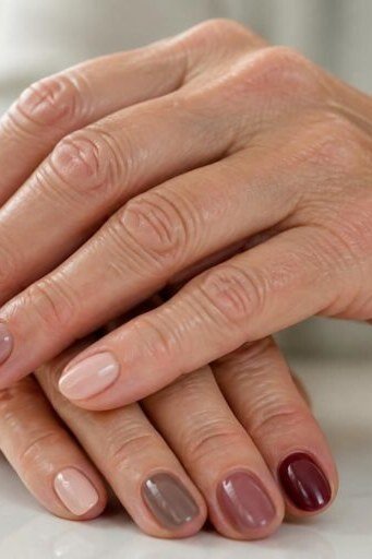 Mauve to Brown Gradient for women over 60 - simple nail tip 46