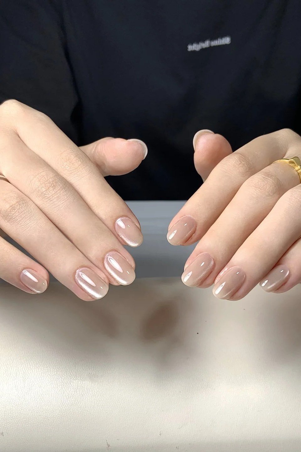 25. Nude Ombre with Crisp White Tips - nail art idea for women over 40
