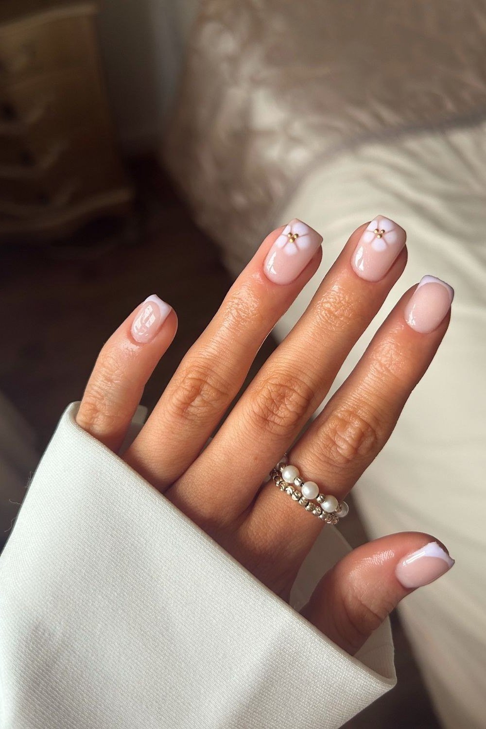 26. Classic French on Almond Nails - nail art idea for women over 40