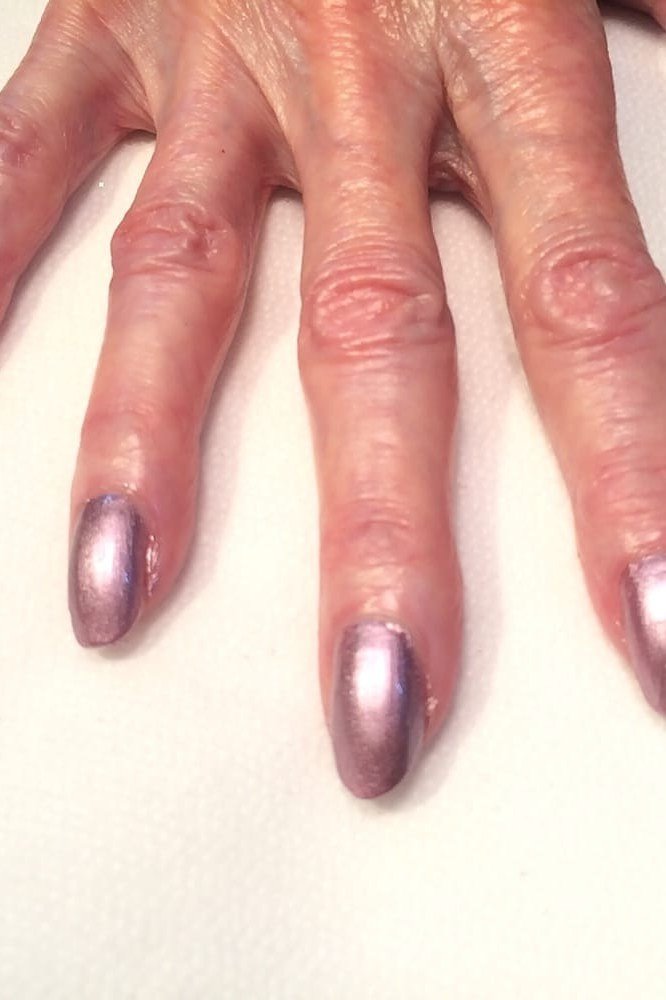 Metallic Pink Mauve Long - nail color idea for women over 60