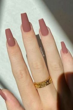 Matte Mauve Taupe Long Squoval - nail color idea for women over 60