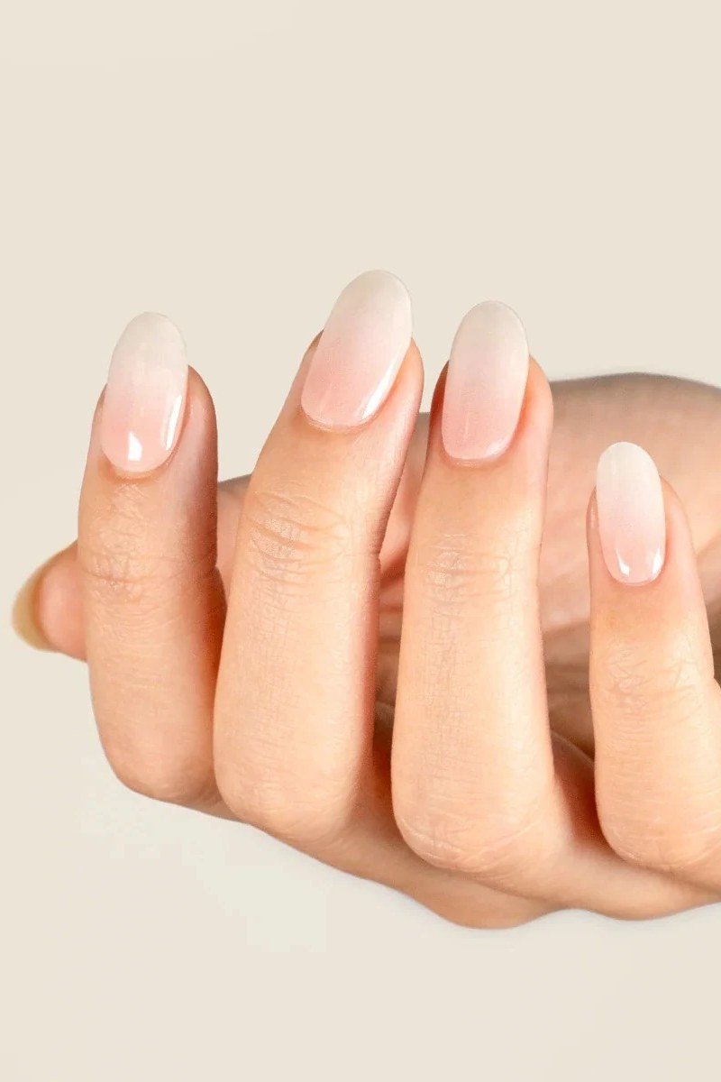 Barely-There Almond Nude Ombre - nude ombre nails for women over 50