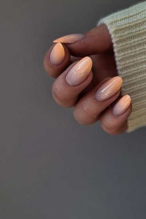 Cozy Sweater Nude Oval Ombre - nude ombre nails for women over 50