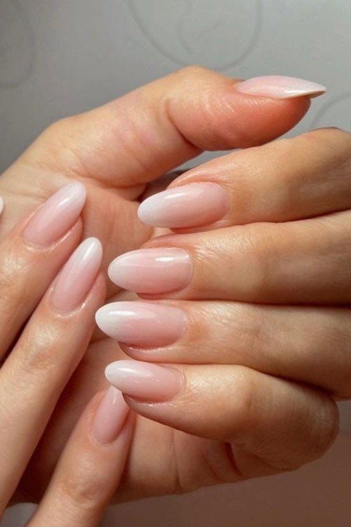 Honey Beige Almond Ombre - nude ombre nails for women over 50