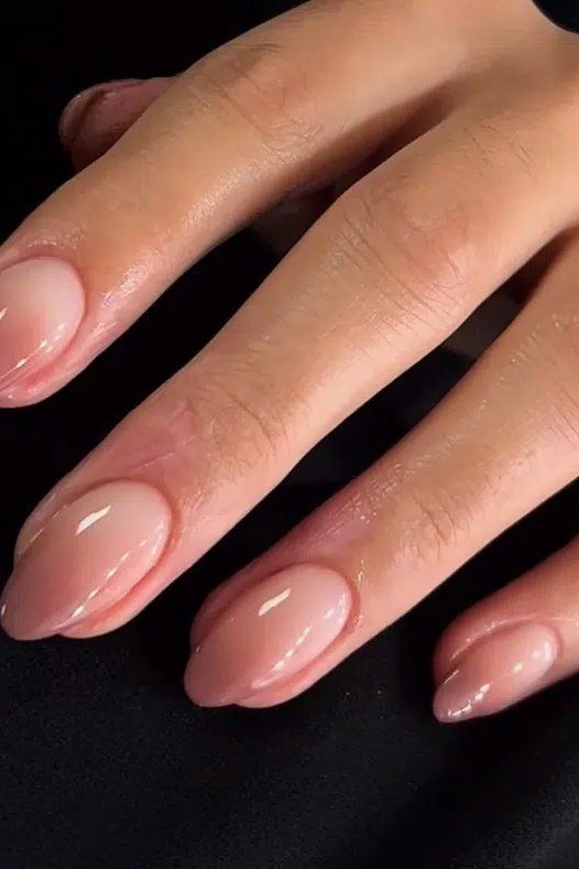After-Dark Nude Pink Short Ombre - nude ombre nails for women over 50