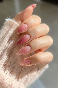 Knit Sweater Pink Short Ombre - nude ombre nails for women over 50